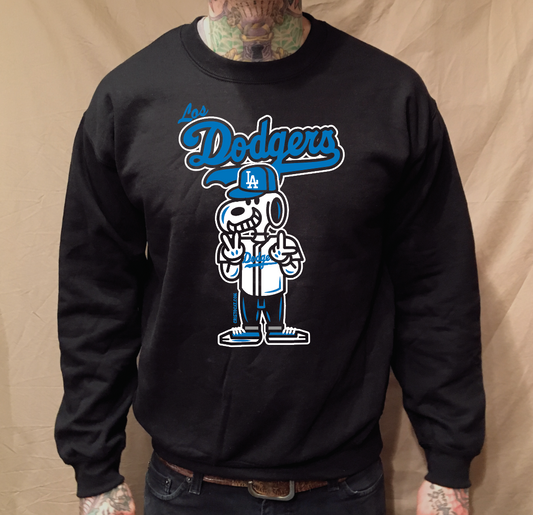 SNOOPY BASEBALL BLACK CREWNECK SWEATER