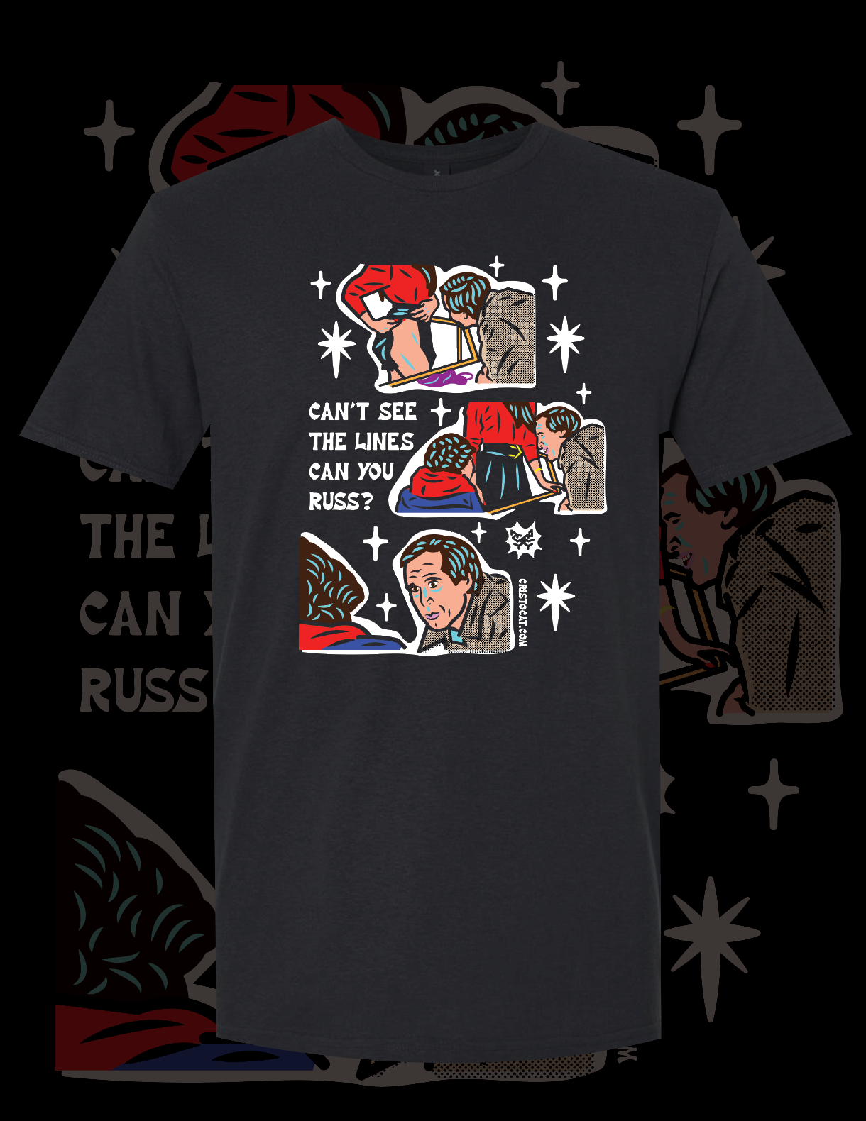 CAN'T SEE THE LINES BLACK T-SHIRT