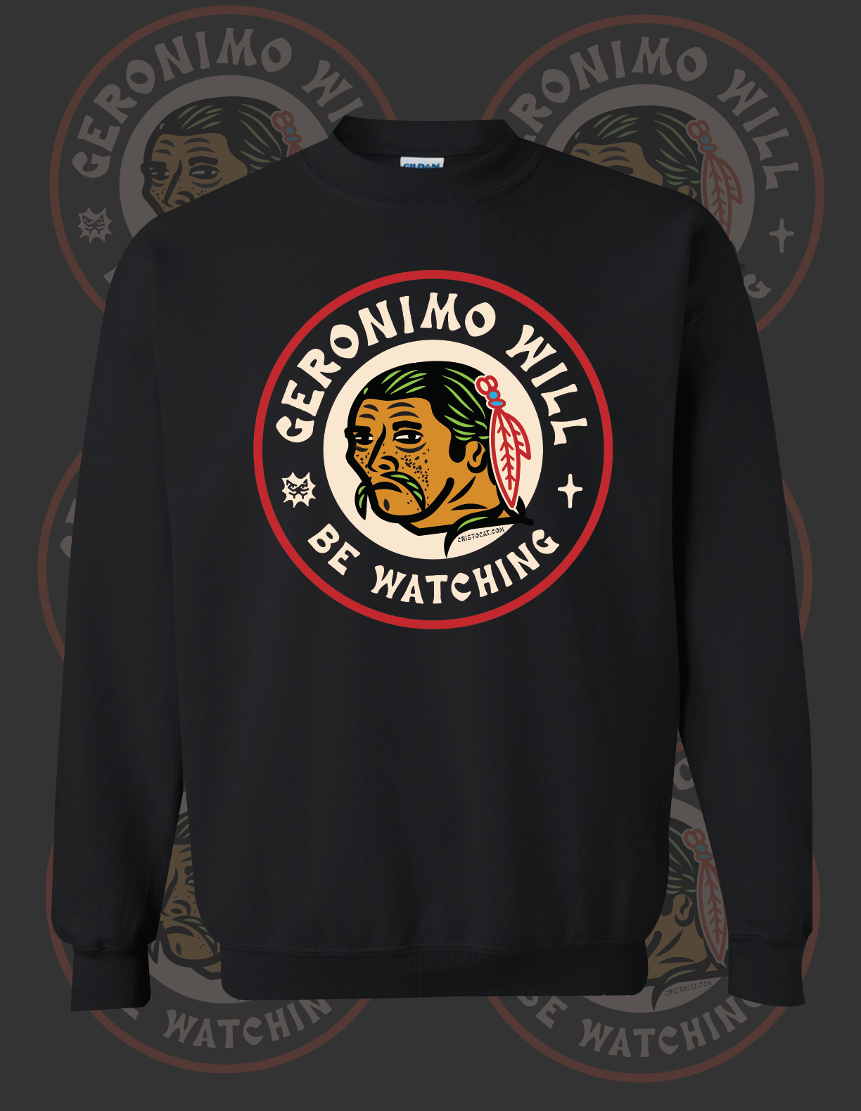 GERONIMO HAWKS BLACK CREWNECK SWEATER
