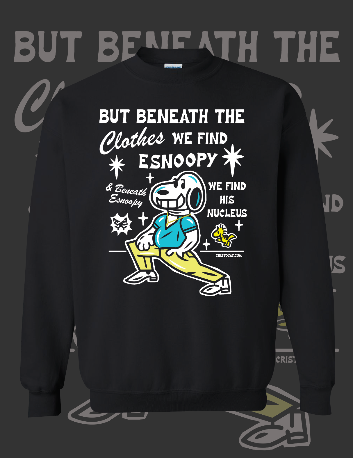 ESNOOPY NUCLEUS BLACK CREWNECK SWEATER