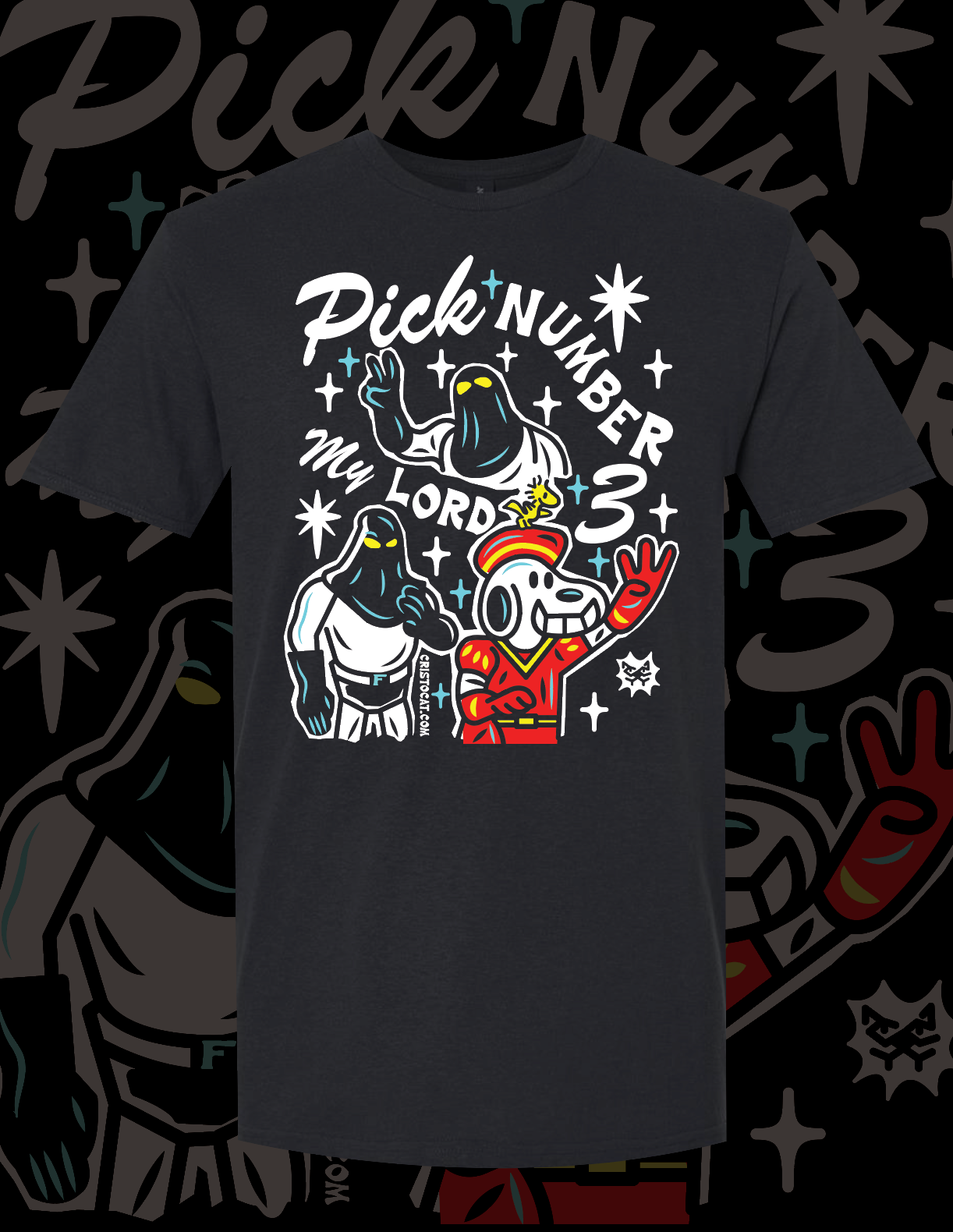 SNOOPY PICK 3 BLACK T-SHIRT