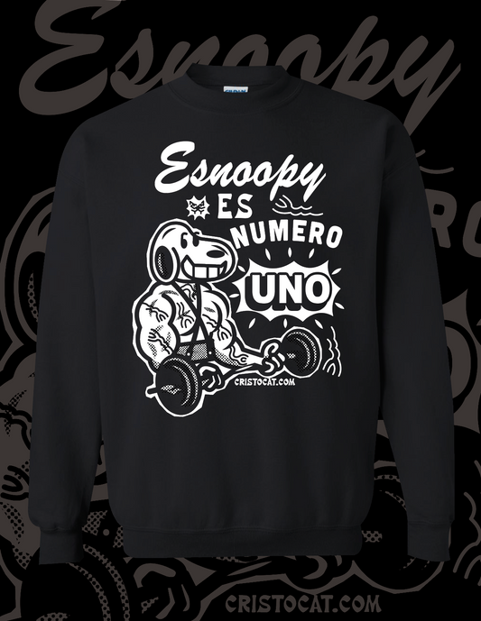 ESNOOPY NUMERO UNO BLACK CREWNECK SWEATER