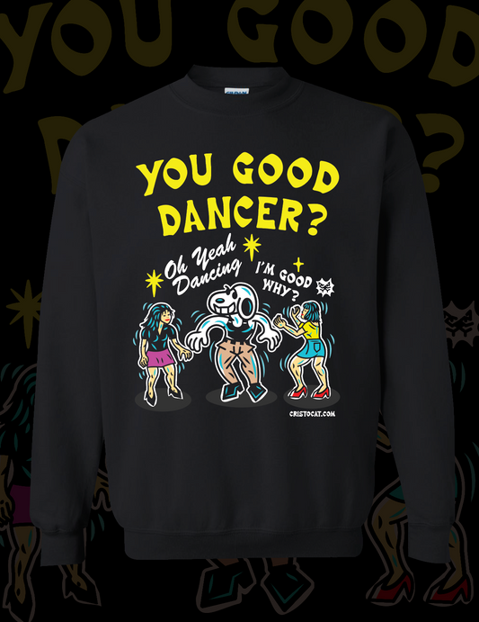 DANCING SNOOPY KICKBOXER BLACK CREWNECK SWEATER