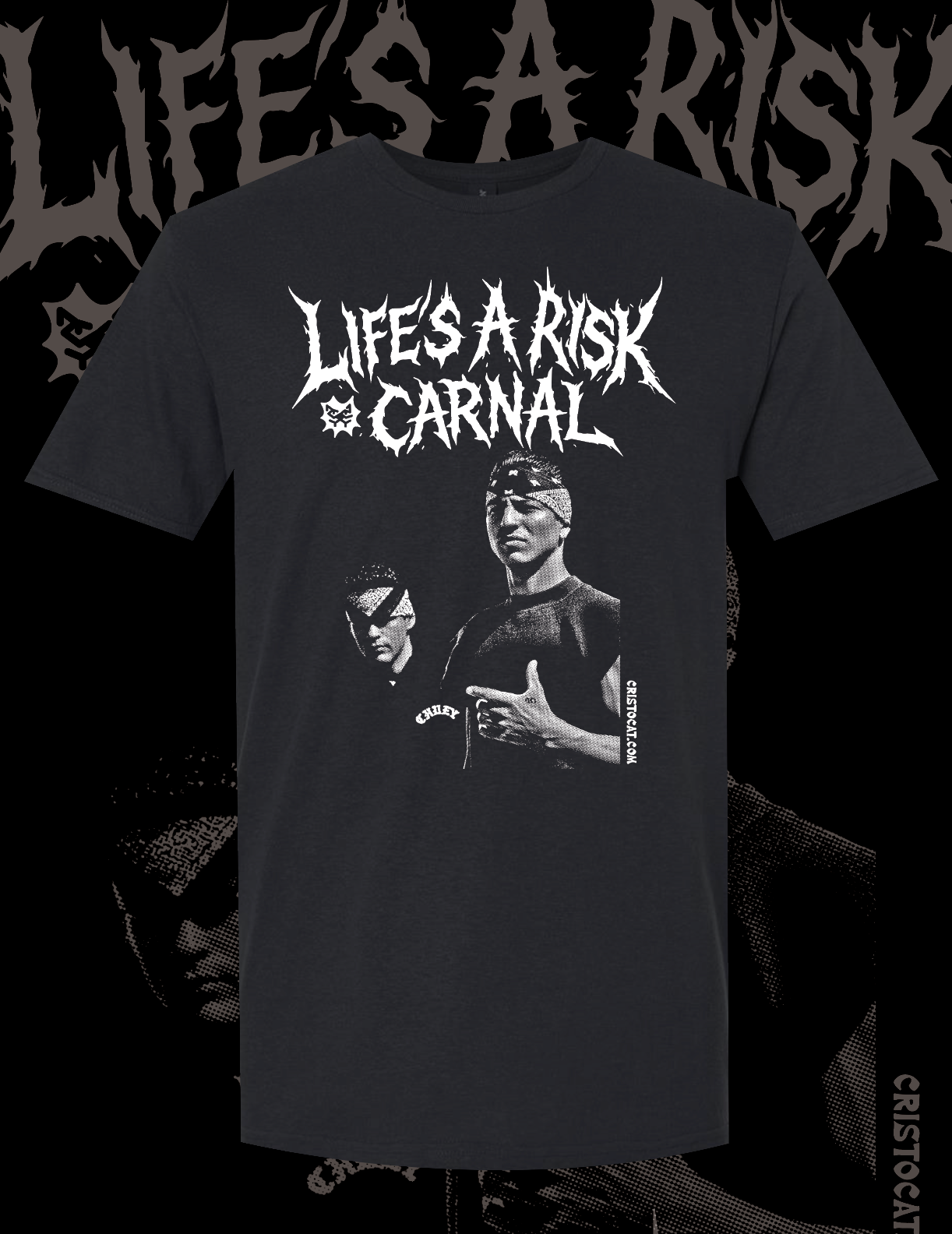 VL RISK METAL  BLACK T-SHIRT - cristocatofficial