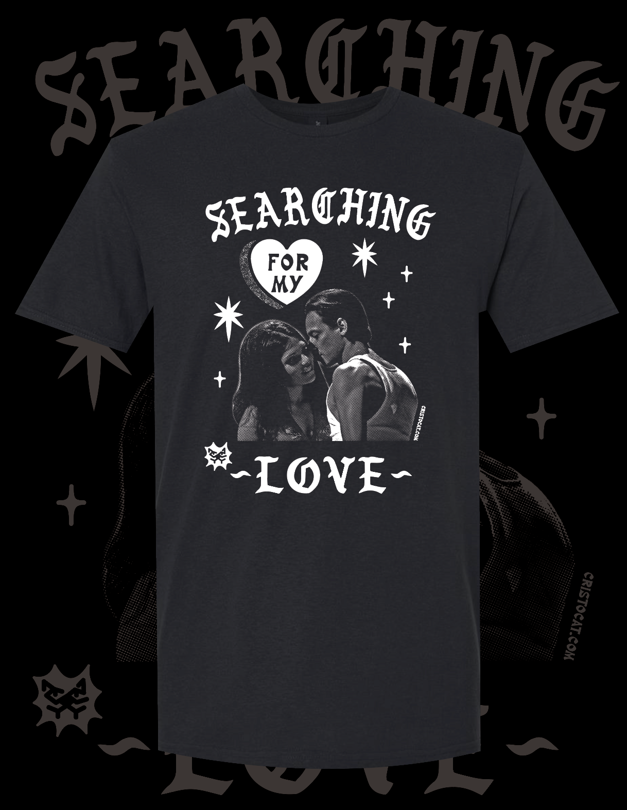 SEARCHING FOR MY LOVE  BLACK T-SHIRT