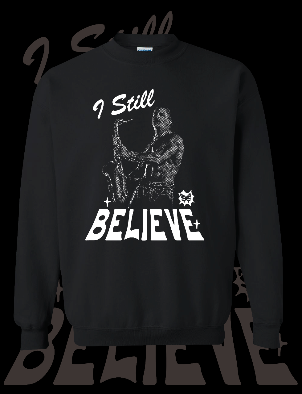 SAX MAN BLACK CREWNECK SWEATER