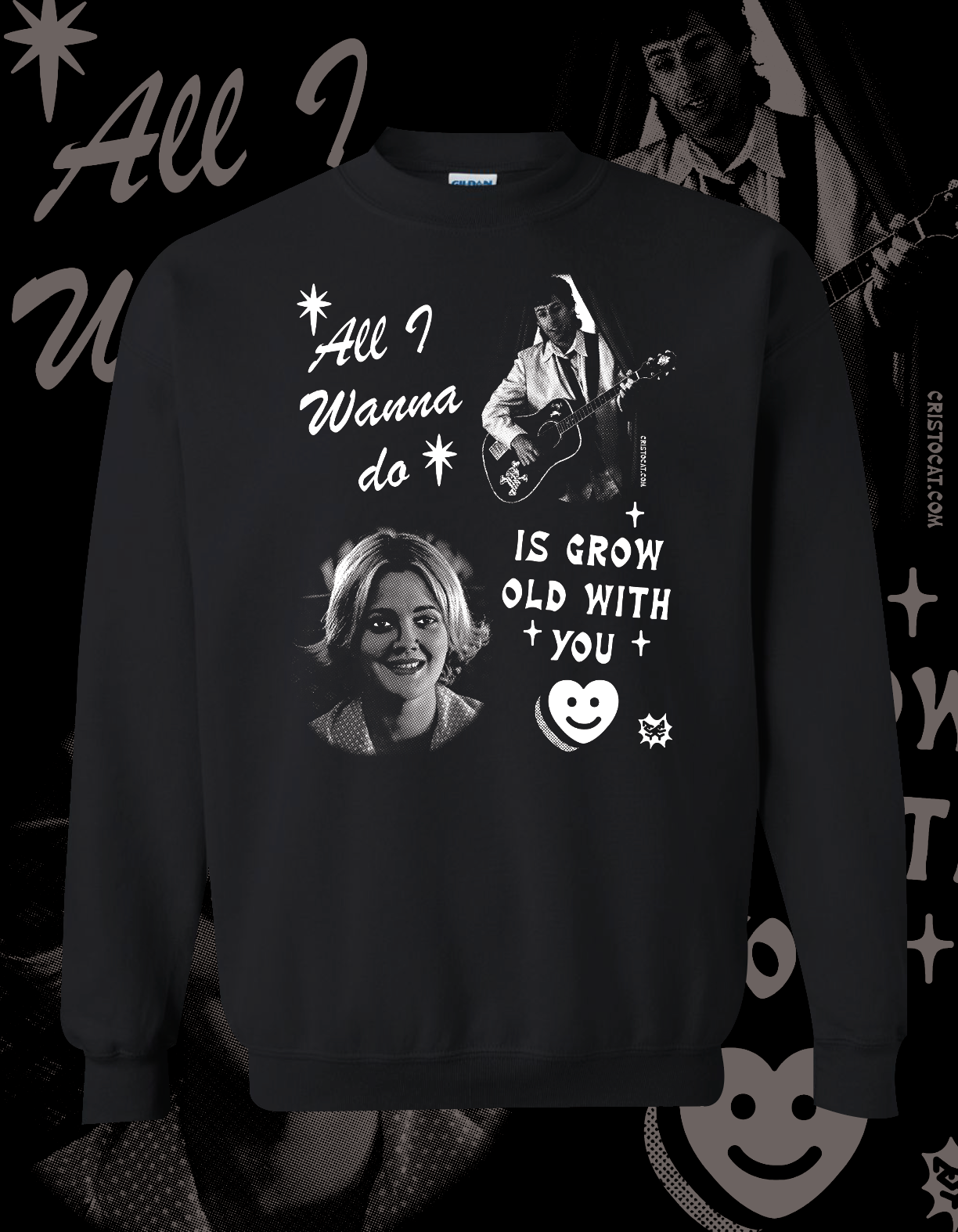 JULIA SONG BLACK CREWNECK SWEATER - cristocatofficial