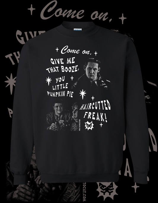 HAIRCUTTED FREAK BLACK CREWNECK SWEATER - cristocatofficial