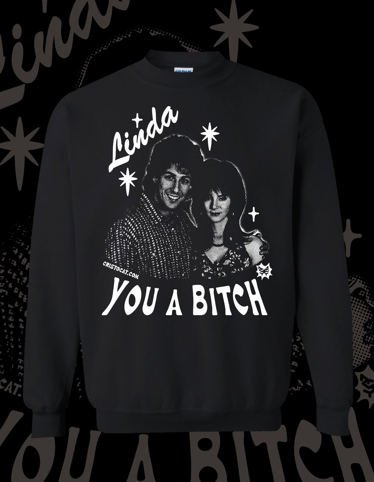 LINDAS PORTRAIT black crewneck - cristocatofficial