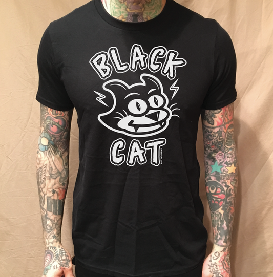 CAT HEAD ON BLACK TEE - cristocatofficial