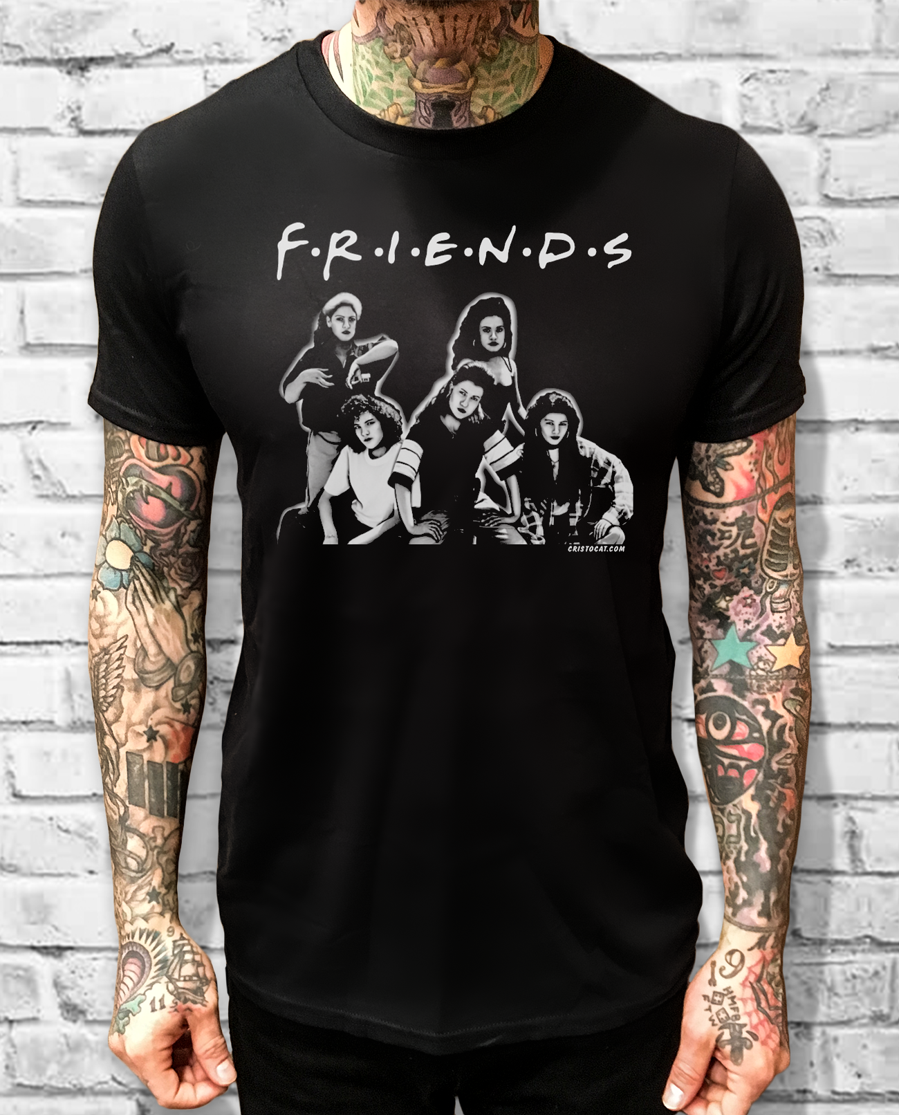 MI VIDA FRIENDS BLACK TEE - cristocatofficial