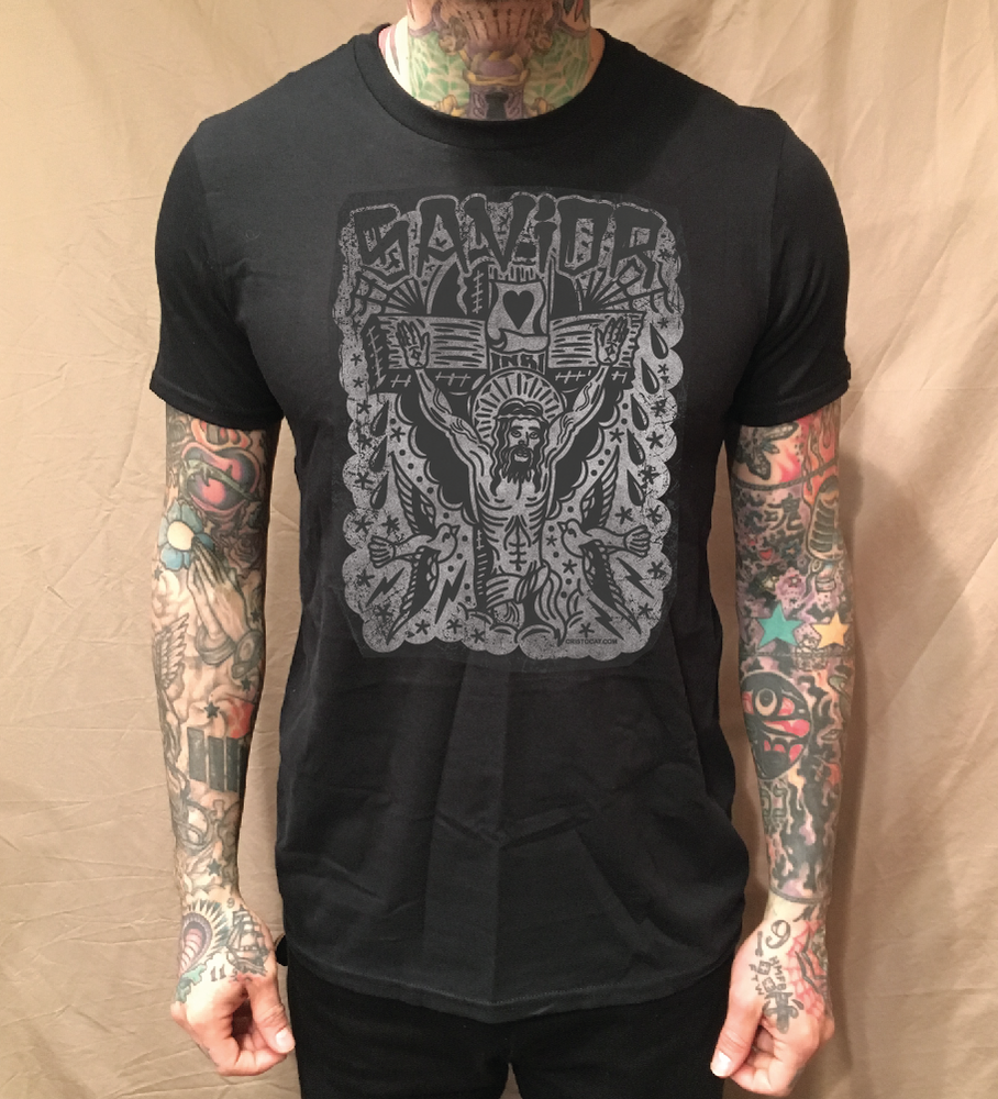 SAVIOR ON BLACK TEE - cristocatofficial