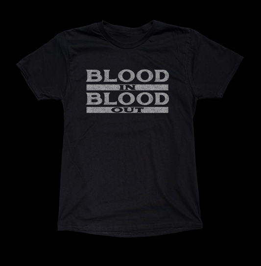 BLOOD IN BLOOD OUT TEXT 2ND EDITION BLACK TEE - cristocatofficial