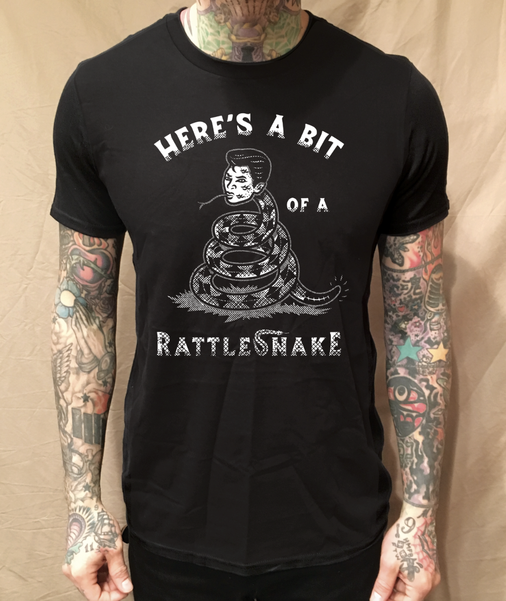 A BIT OF A RATTLESNAKE WHT INK BLACK TEE - cristocatofficial