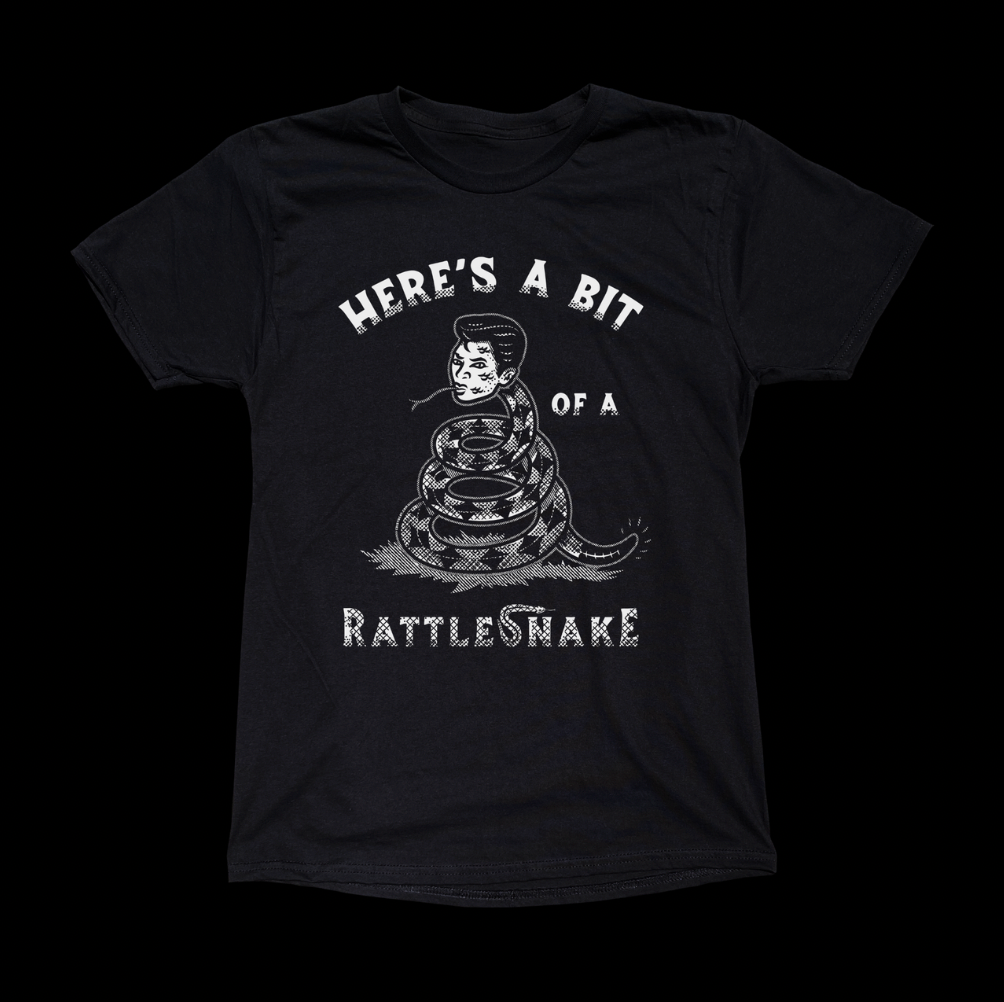 A BIT OF A RATTLESNAKE WHT INK BLACK TEE - cristocatofficial