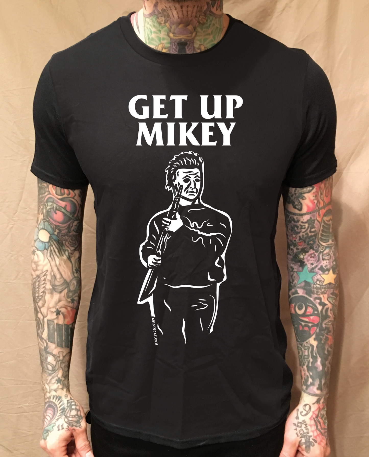 GET UP MIKEY BLACK TEE