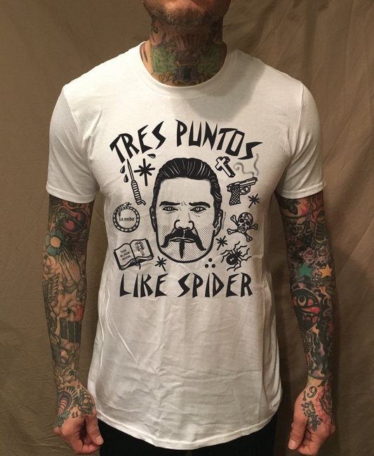 TRES PUNTOS LIKE SPIDER ON WHITE TEE - cristocatofficial
