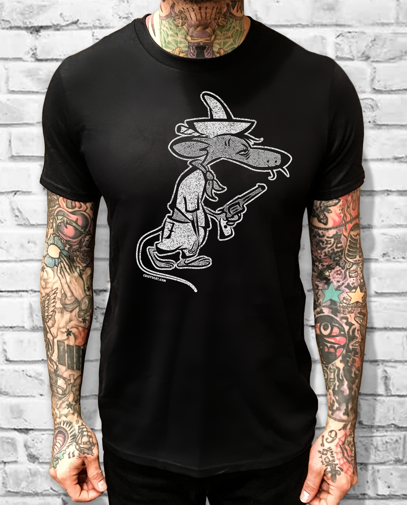 STRAPPED SLOWPOKE BLACK TEE - cristocatofficial