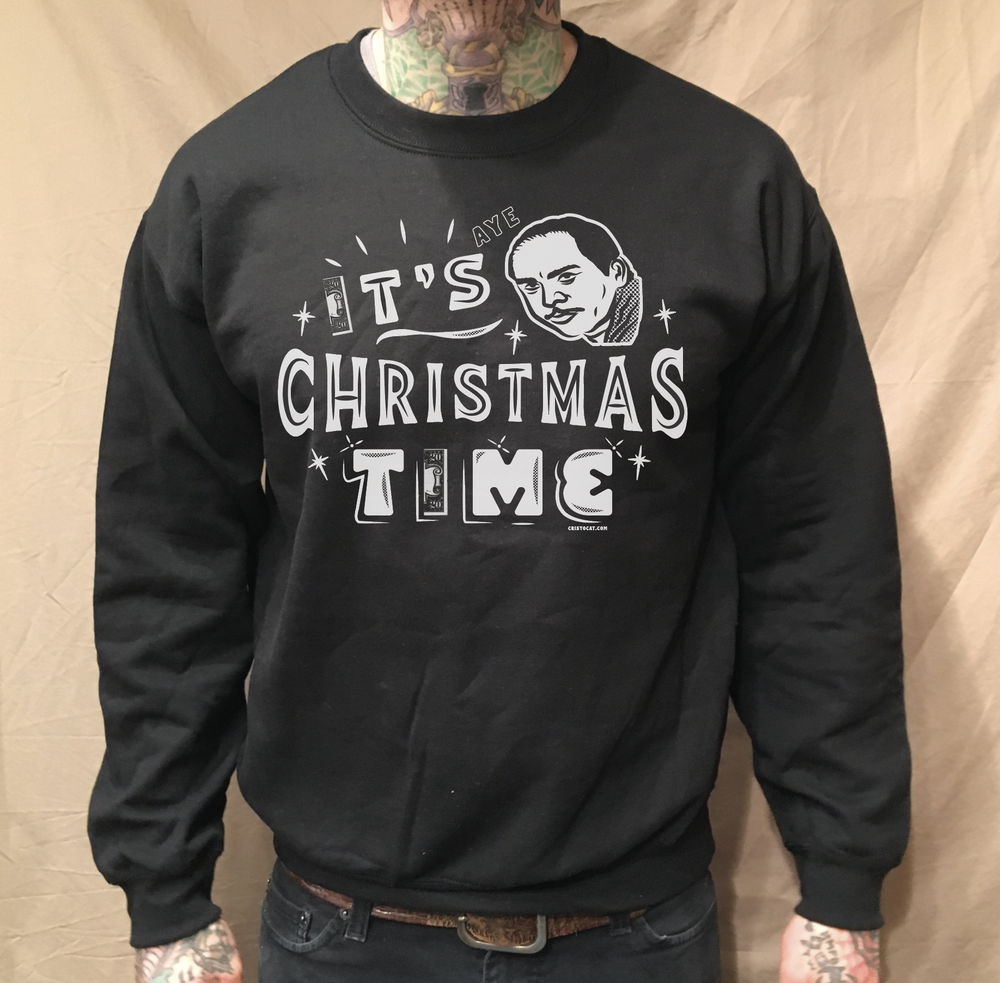 IT'S CHRISTMAS TIME CREWNECK BLACK SWEATER - cristocatofficial