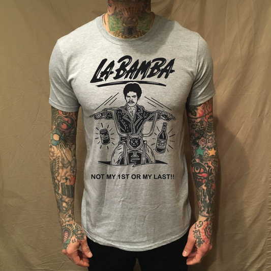 LA BAMBA BIKER ON GREY TEE - cristocatofficial